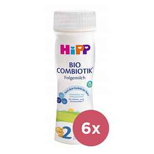 6x HiPP 2 BIO Combiotik Pokračovací tekutá mléčná kojenecká výživa od uk. 6. měsíce, 200 ml