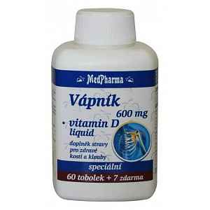 MedPharma Vápník 600 mg+vitamín D-liquid tobolky 67