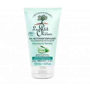 Le Petit Olivier Exfoliační čisticí gel na pleť aloe vera a zelený čaj 150 ml