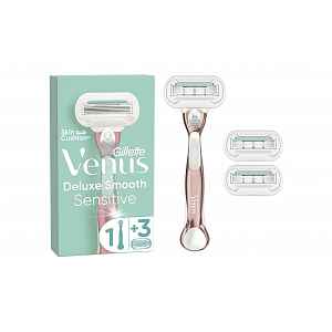 Gillette Venus Deluxe Smooth Sensitive RoseGold dámský holicí strojek + 3 hlavice