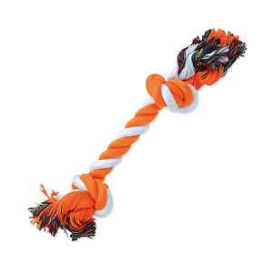 Dog Fantasy Hračka uzel bavlněný oranžovo-bílý 2 knoty 30 cm