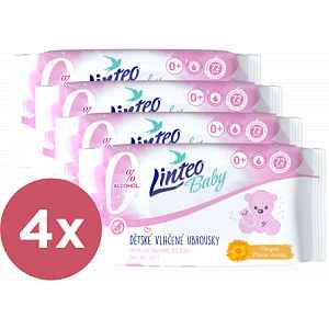 4x LINTEO Baby vlhčené ubrousky Soft & Cream 72 ks