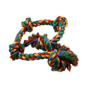 Dog Fantasy Hračka uzel bavlněný barevný 5 knotů 95 cm