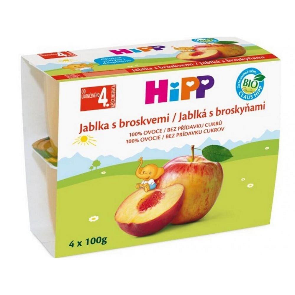 HiPP OVOCE 100% BIO Jablka s broskvemi 4x100g 5805