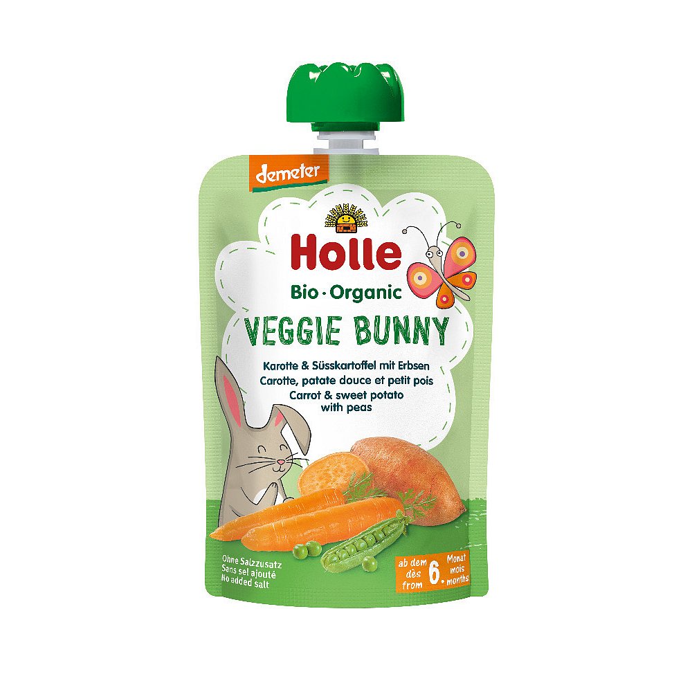 Veggie Bunny - Pouchy Carrot, Sweet potato and peas – Bio pyré mrkev, batáty a hrášek