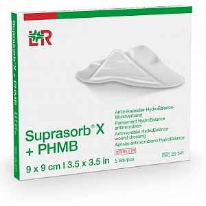 Krytí Suprasorb X+PHMB 9x9cm 5ks antimikrob.steril