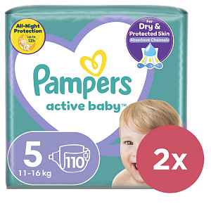 2x PAMPERS Active Baby 5 (11-16 kg) 110 ks MEGA PACK – jednorázové pleny