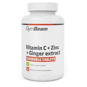 GymBeam Vitamín C + Zinek + extrakt ze zázvoru 90 tablet na cucání