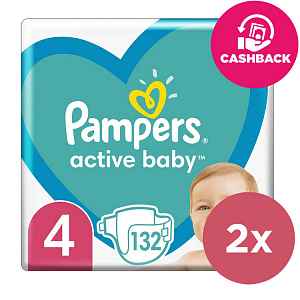 2x PAMPERS Active Baby 4 (9-14 kg) 132 ks MEGA PACK – jednorázové pleny