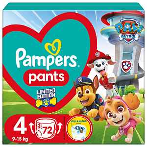 PAMPERS Pleny kalhotkové Active Baby Pants Paw Patrol vel. 4 (72 ks) 9-15 kg