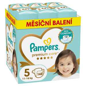 PAMPERS Pleny jednorázové Premium Care vel. 5 (148 ks) 11-16 kg - měsíční balení