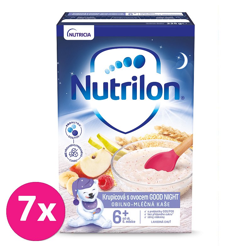 7 x NUTRILON Pronutra® Krupicová kaše s ovocem Good Night 225 g, 6+