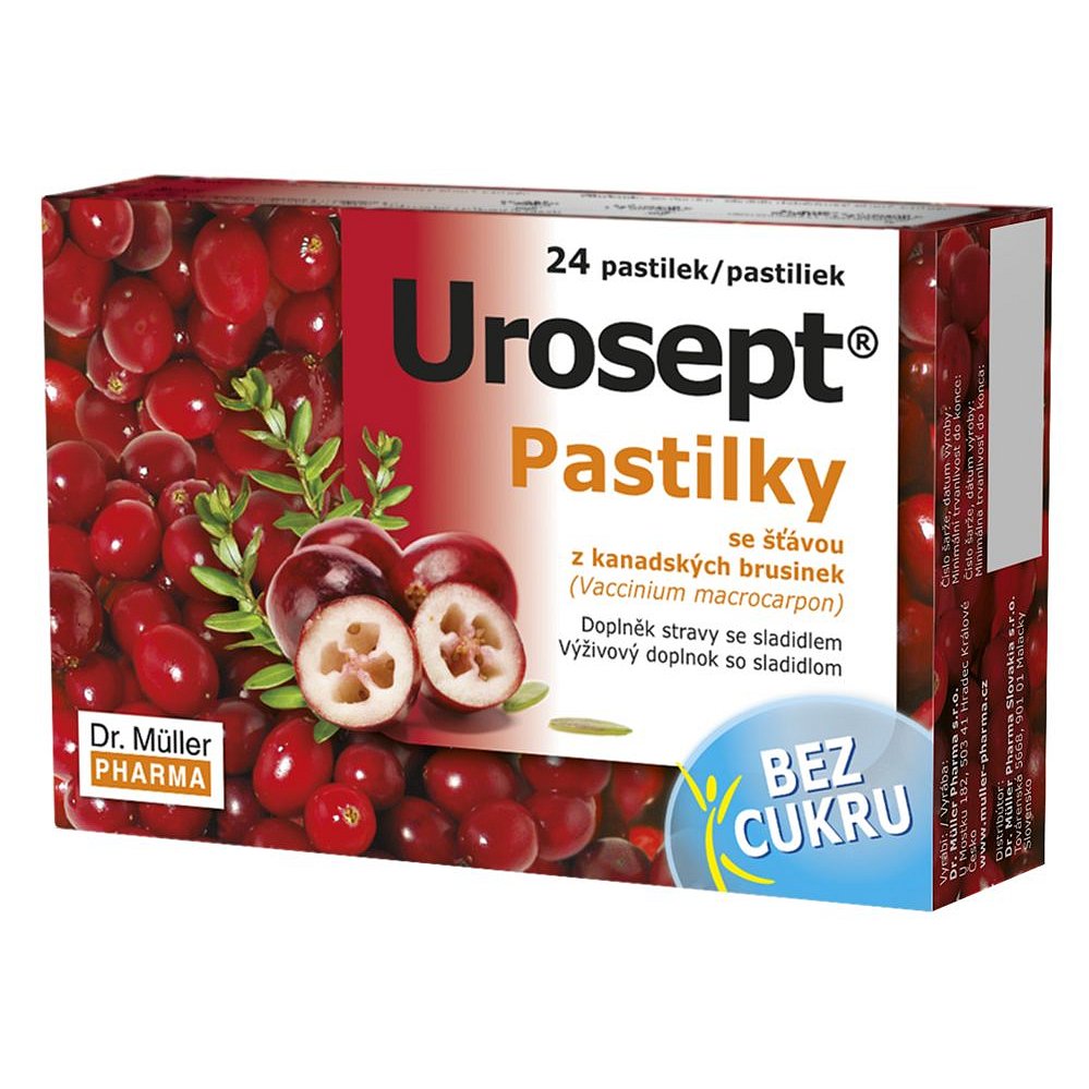 Urosept Pastilky bez cukru 24 pastilek