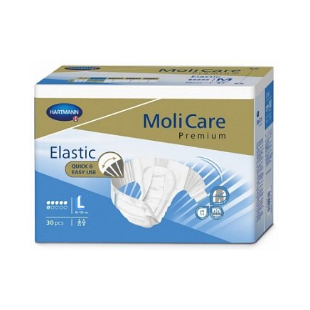 KALHOTKY ABSORPČNÍ MOLICARE PREMIUM ELASTIC LARGE BOKY 110-150CM,2349ML,30KS