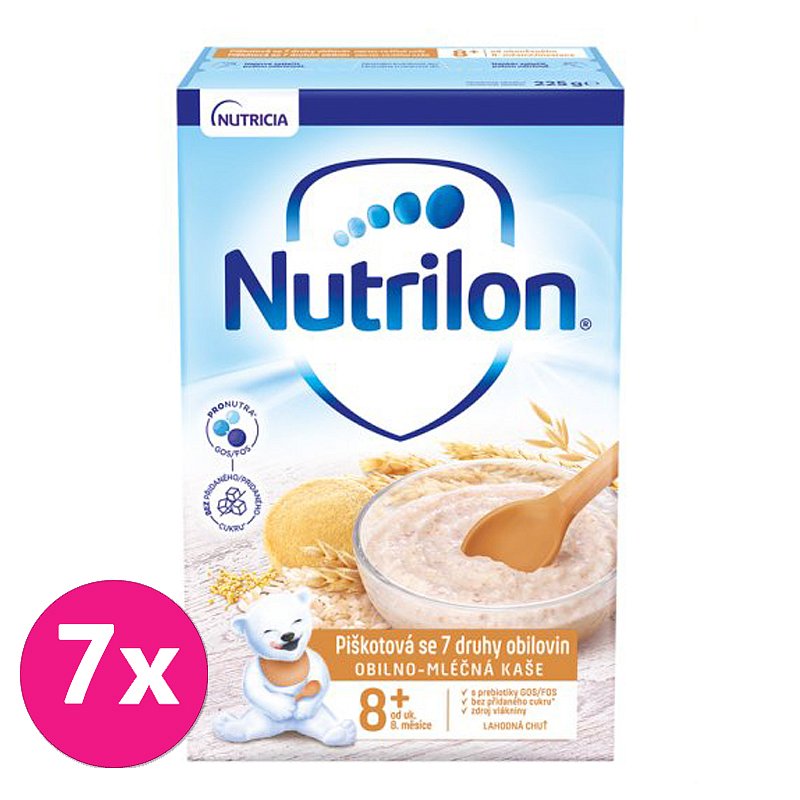 7 x NUTRILON Pronutra® Piškotová kaše se 7 druhy obilovin 225 g, 8+