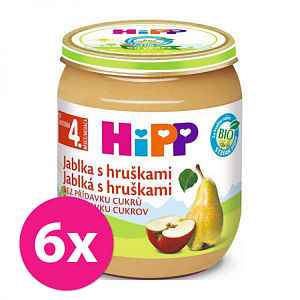 6 x HiPP BIO Jablka s hruškami od uk. 4. měsíce, 125 g