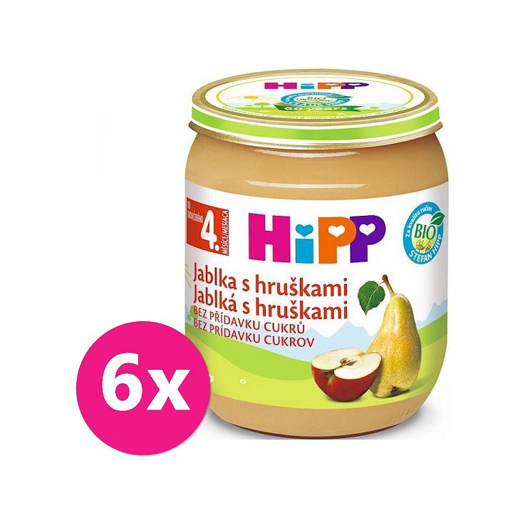 6 x HiPP BIO Jablka s hruškami od uk. 4. měsíce, 125 g