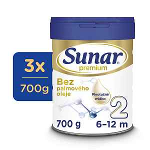 3x SUNAR Mléko pokračovací Premium 2 700 g