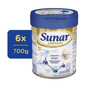 6x SUNAR Mléko pokračovací Premium 2 700 g