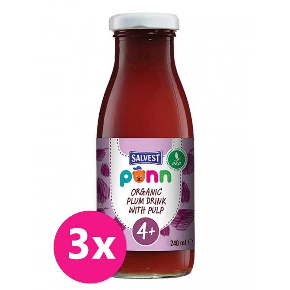 3x SALVEST Põnn BIO Šťáva švestková s dužinou 240 ml