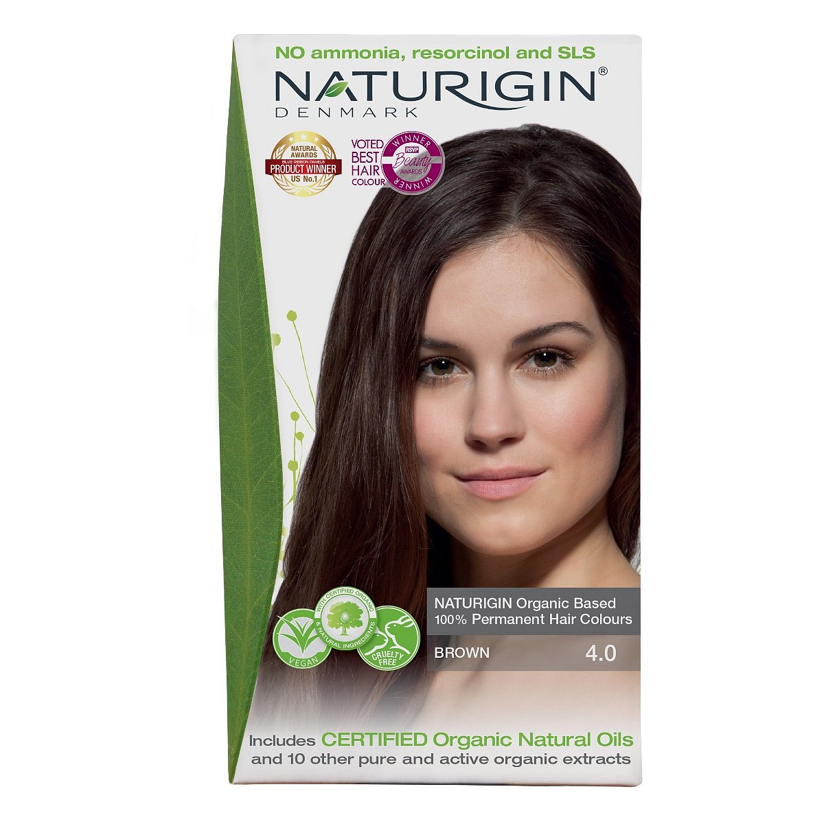 NATURIGIN Organic Based 100% Permanent Hair Colours Brown 4.0 barva na vlasy 115 ml