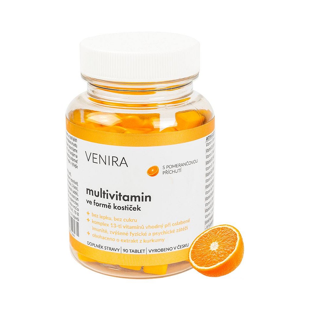 Venira Multivitamin ve formě kostiček pomeranč 90 tablet