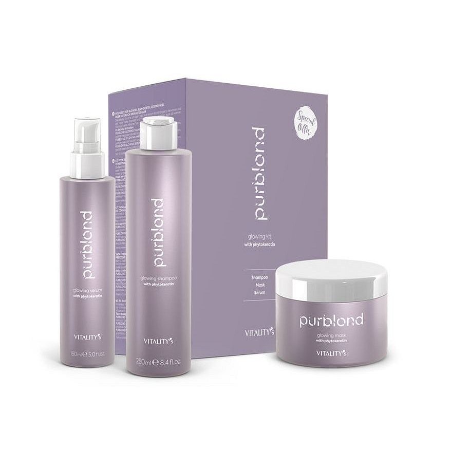 Vitality’s Purblond Glowing Kit with Phytokeratin set na vlasy blond, odbarvené, s melíry a přirozeně šedé