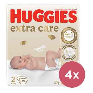 4x HUGGIES® Pleny jednorázové Extra Care 2 (3-6 kg) 24 ks