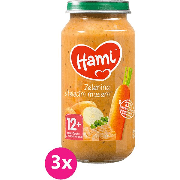 3x HAMI Roláda - zelenina a telecí maso (250 g) - maso-zeleninový příkrm