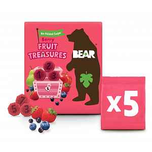 BEAR Fruit Treasures Berry jahoda a borůvka ovocné kousky 5x20 g