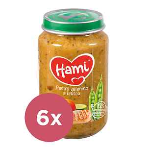 6x HAMI Pestrá zelenina s krůtou (200 g) - maso-zeleninový příkrm