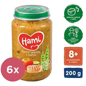 6x HAMI Pestrá zelenina s krůtou (200 g) - maso-zeleninový příkrm