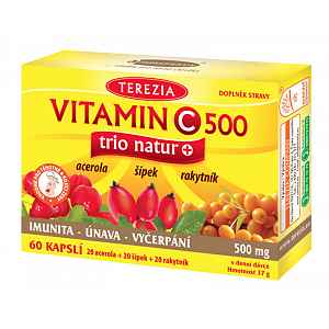 TEREZIA Vitamin C 500 mg trio natur+ 60 kapslí