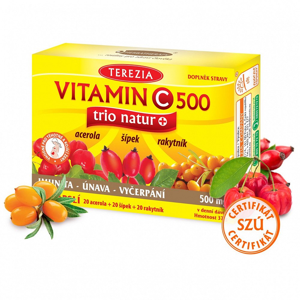 TEREZIA Vitamin C 500 mg trio natur+ 60 kapslí