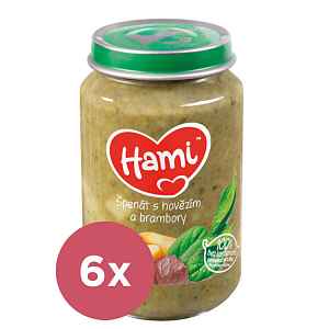 6x HAMI Špenát, brambory a hovězí (200 g) - maso-zeleninový příkrm