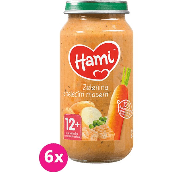 6x HAMI Roláda - zelenina a telecí maso (250 g) - maso-zeleninový příkrm