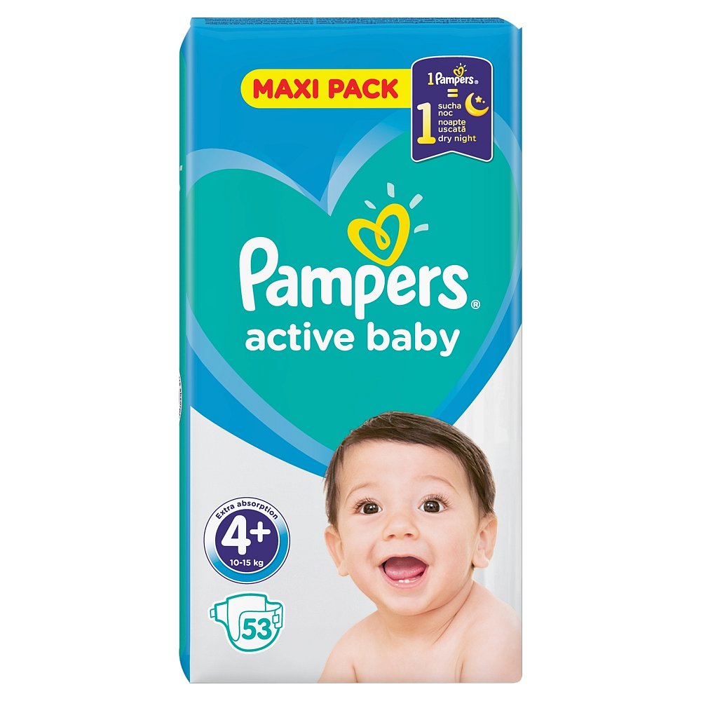 PAMPERS Active Baby VVP Maxi Plus 9-16kg 53 kusů