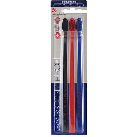 Swissdent Profi Colours Soft-Medium COOL 3 ks - zubní kartáčky