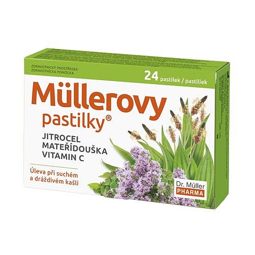 Dr. Müller Müllerovy pastilky s jitrocelem, mateřídouškou a vitaminem C 24 pastilek