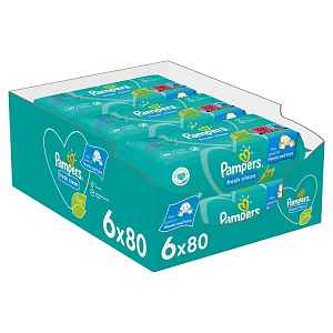 PAMPERS Fresh Clean dětské čisticí ubrousky 6 balení = 480 ks