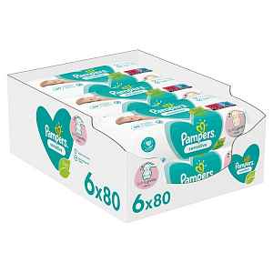 PAMPERS Sensitive dětské čisticí ubrousky 6 balení = 480 ks