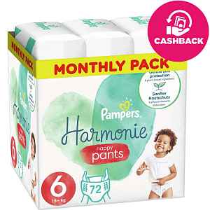 PAMPERS Harmonie Pants Kalhotky plenkové jednorázové 6 (15 kg+) 72 ks