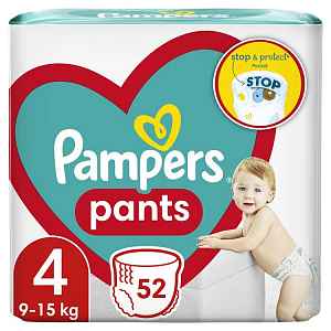 PAMPERS Plenkové kalhotky Pants vel. 4, 52 ks, 9-15 kg