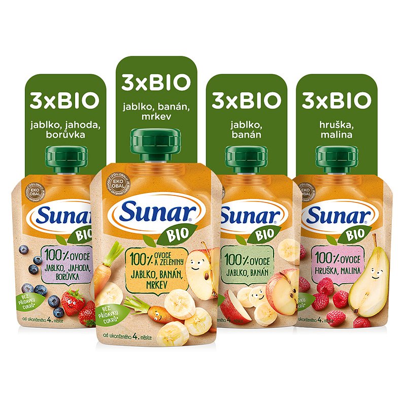 SUNAR BIO Kapsička mix příchutí 12x100 g