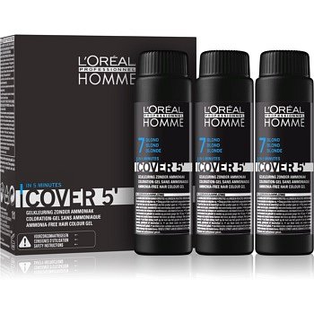 L’Oréal Professionnel Homme Cover 5' tónovací barva na vlasy 3 ks odstín 7 Blond  3x50 ml