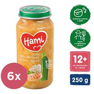 6 x HAMI Rizoto s krůtím stehýnkem, cuketou a hráškem (250 g) - maso-zeleninový příkrm