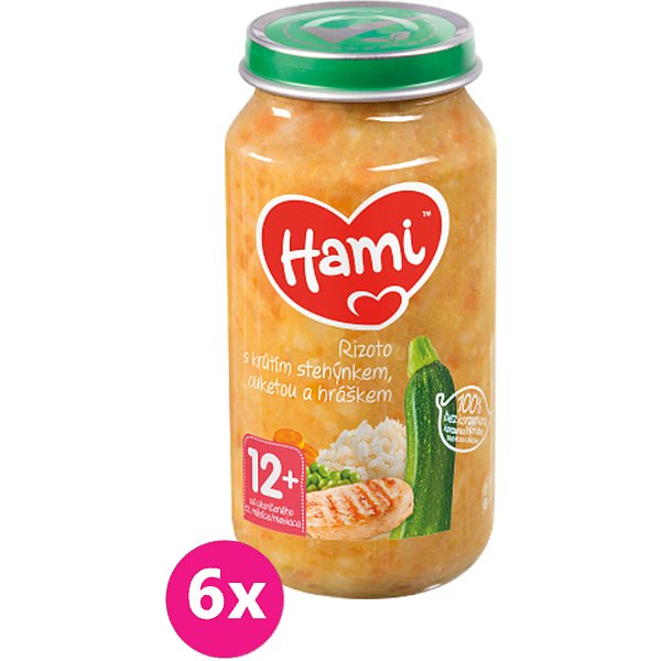 6 x HAMI Rizoto s krůtím stehýnkem, cuketou a hráškem (250 g) - maso-zeleninový příkrm