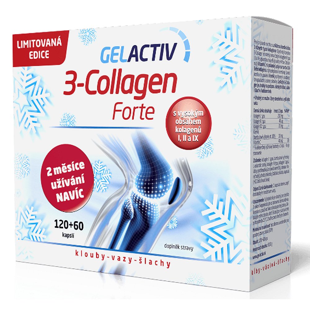 GELACTIV 3-Collagen Forte 120+60 kapslí DÁRKOVÉ balení 2020