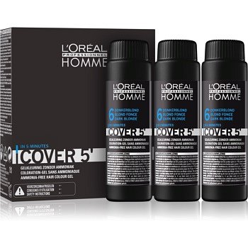 L’Oréal Professionnel Homme Cover 5' tónovací barva na vlasy 3 ks odstín 6 Dark Blond  3x50 ml