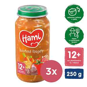 3x HAMI Boloňské špagety (250 g) - maso-zeleninový příkrm